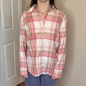 Talbots Pink Plaid Blouse